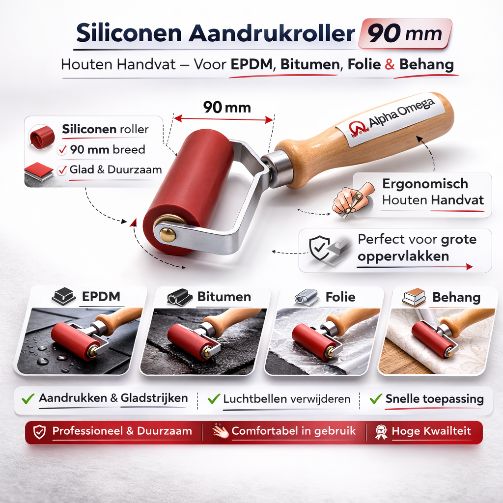 Alpha Omega Aandrukrol 90 mm – Voor Dakbedekking, EPDM & Folie