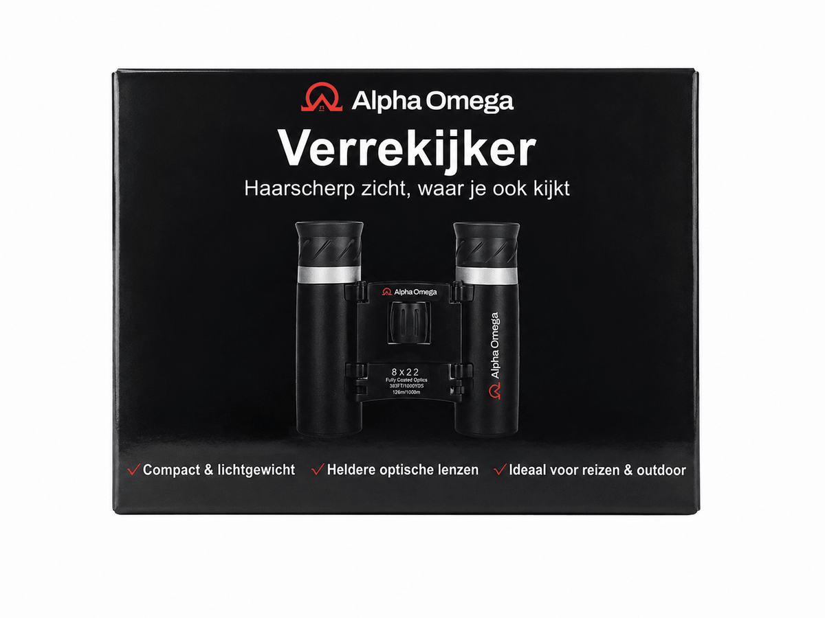 Alpha Omega Verrekijker 8x22 Compact - HD Optische Glazen Lenzen - Inclusief Draagtas & Nekkoord - Verrekijker voor Vogels Spotten, Reizen, Wandelen & Concerten - Dakdeals