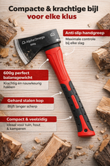 Alpha Omega Bijlset – Kloofbijl 2000 g en Handbijl 600 g – Antislip Handgreep