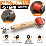 Alpha Omega Combi Aandrukroller 45 mm / 6 mm – EPDM Roller met Houten Handvat