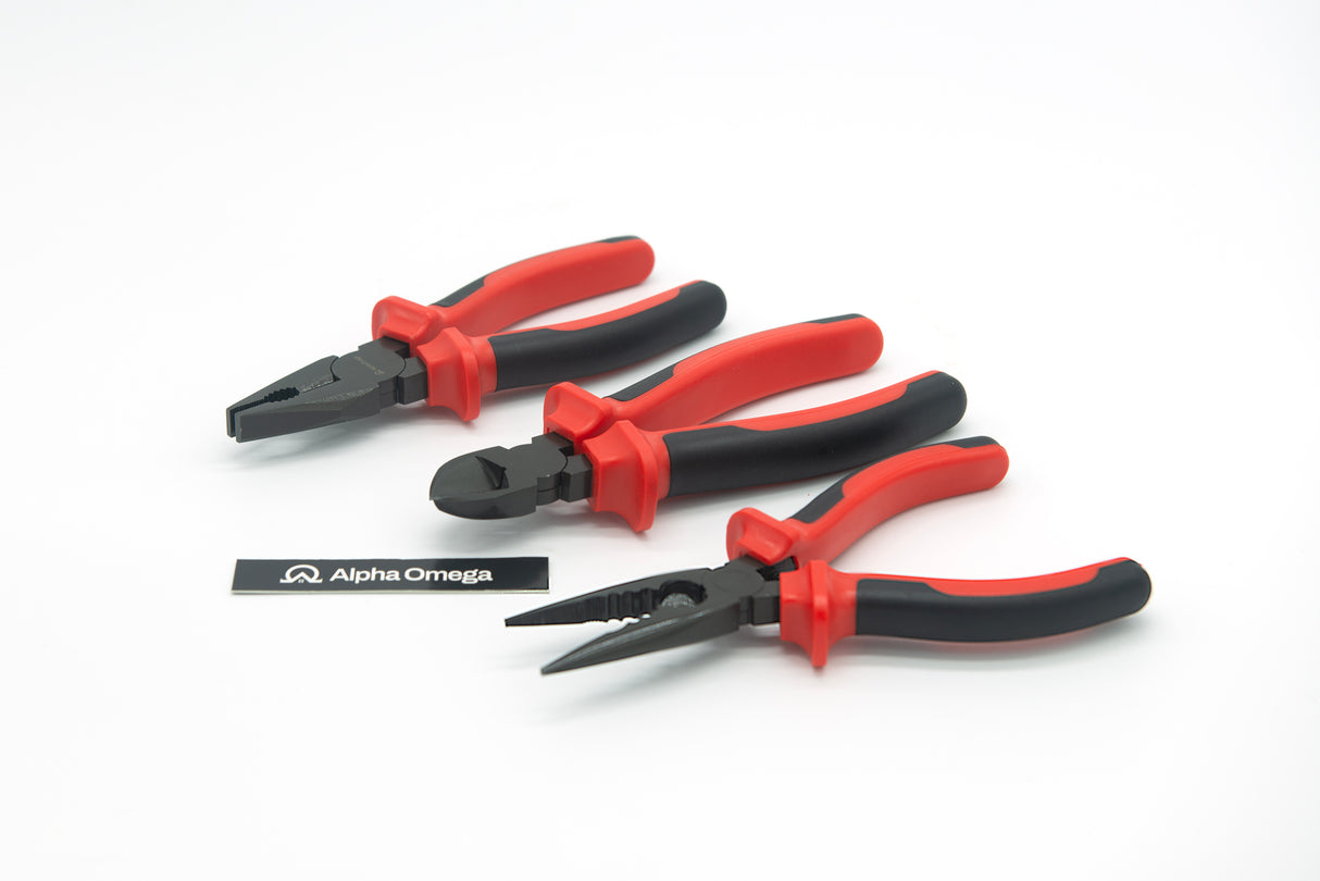Alpha Omega® - 3-delige Tangenset - Combinatietang 160 mm - Zijkniptang 160 mm - Langbektang 160 mm