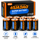 HUADAO D-batterijen R20S 1,5 V – 8 stuks – D-cell UM-1
