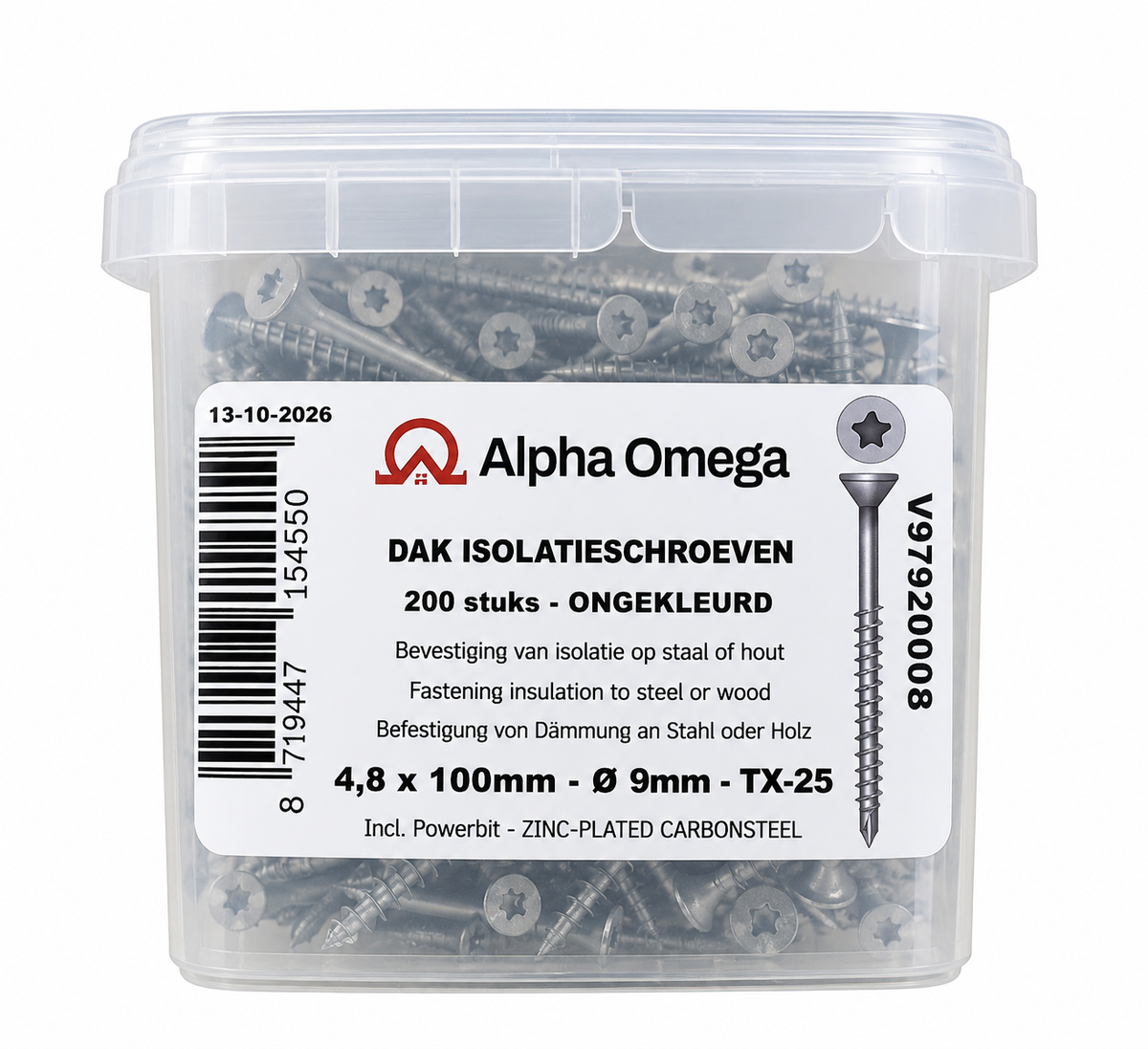 Alpha Omega Dakisolatieschroeven Torx 4,8x – 200 stuks