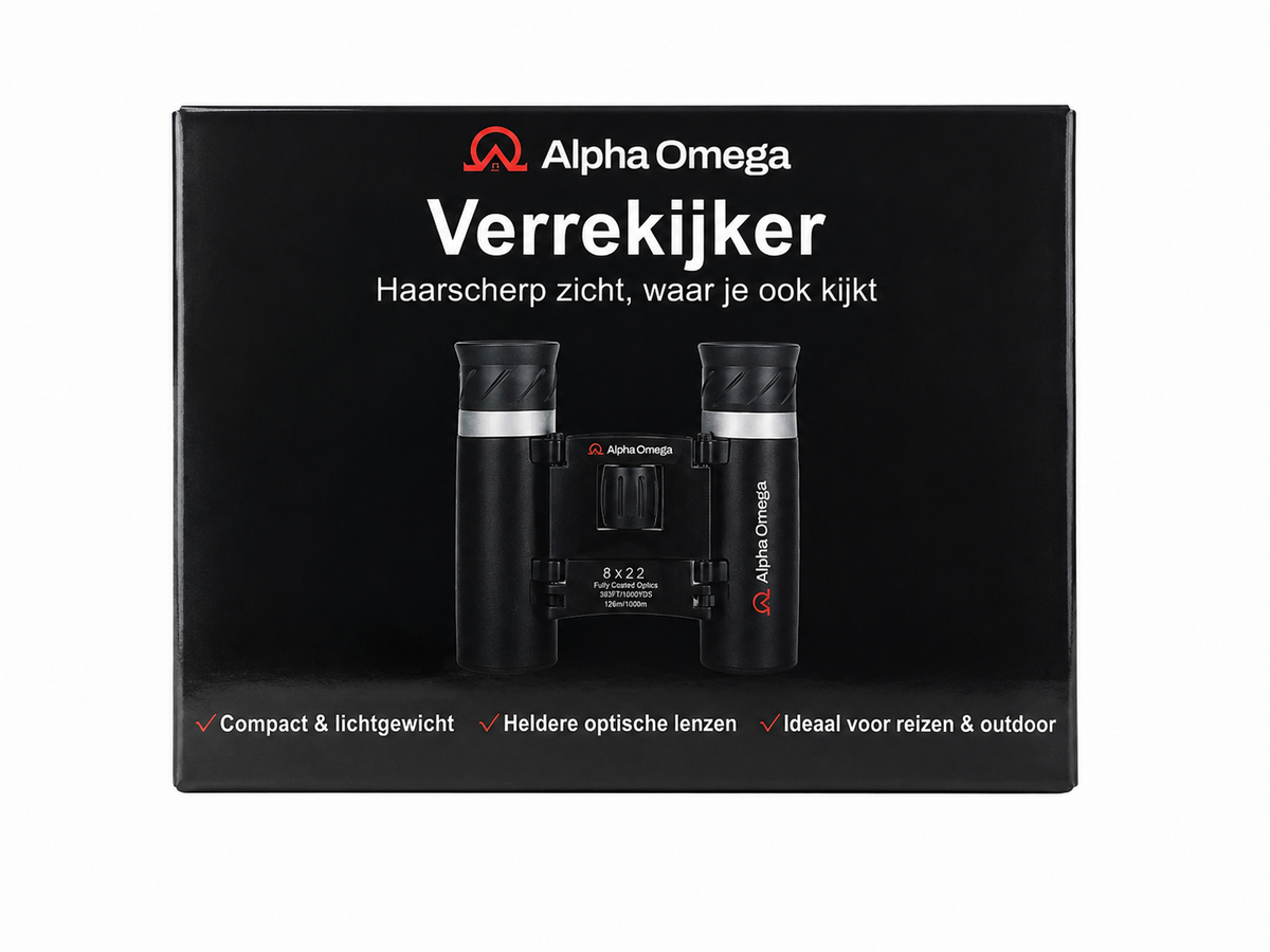 Alpha Omega Verrekijker 8x22 Compact - HD Optische Glazen Lenzen - Inclusief Draagtas & Nekkoord - Verrekijker voor Vogels Spotten, Reizen, Wandelen & Concerten
