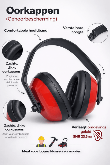 Alpha Omega Gehoorbescherming – Verstelbare Oorkappen met Comfortabele Geluidsdemping - Dakdeals