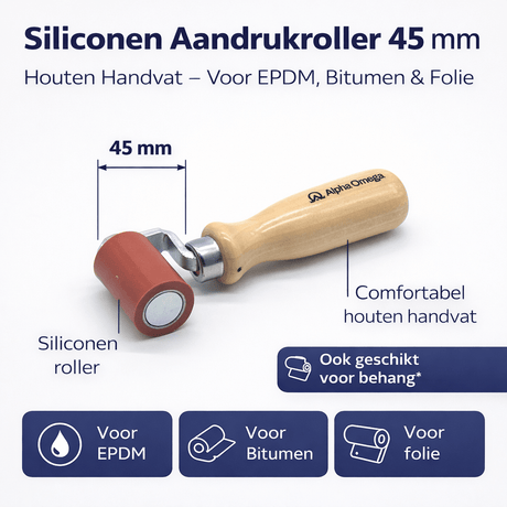 Alpha Omega Gelagerde EPDM Aandrukroller 45 mm – Professionele Roller voor Dakfolie & Precisiewerk - Dakdeals
