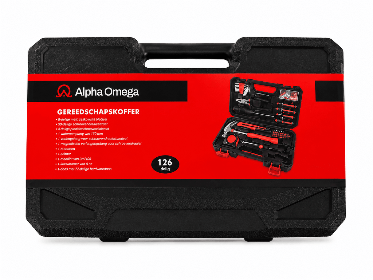 Alpha Omega Gereedschapskoffer 126 - Delig – Complete Toolset voor Klus, Onderhoud & Werkplaats - Dakdeals
