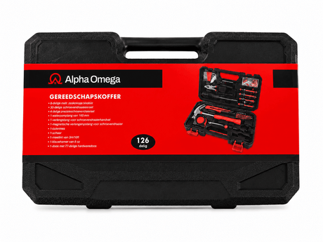 Alpha Omega Gereedschapskoffer 126 - Delig – Complete Toolset voor Klus, Onderhoud & Werkplaats - Dakdeals
