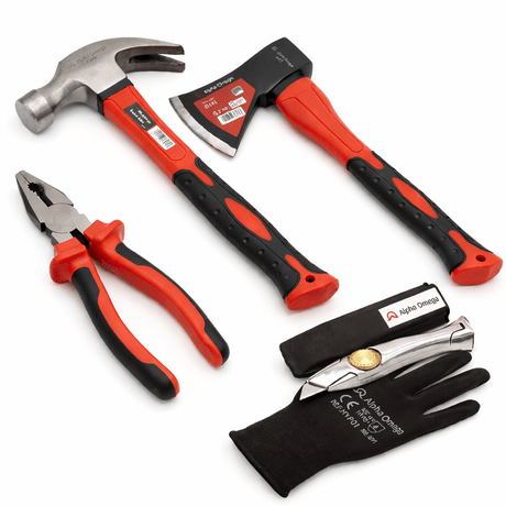 Alpha Omega Gereedschapsset – Compacte Basisset met Hamer, Bijl, Rolmaat & Kniptang - Dakdeals