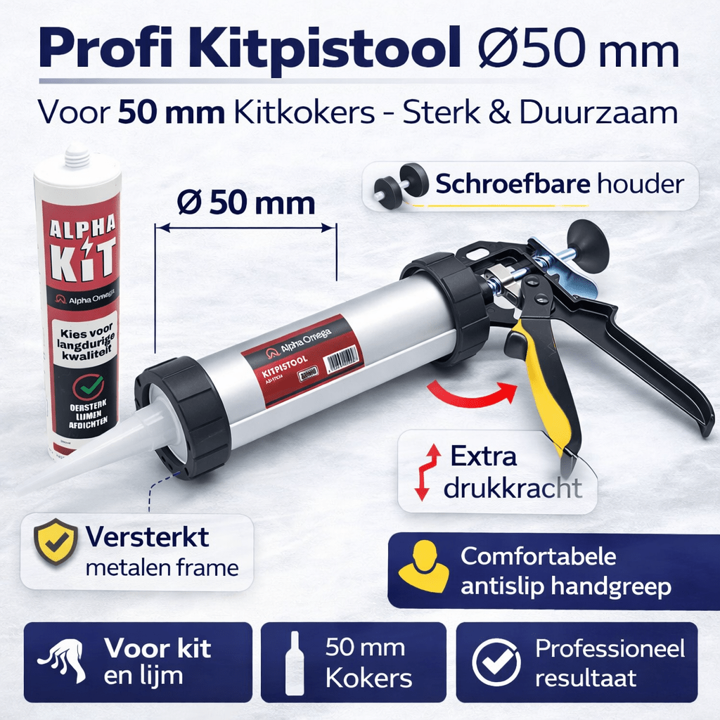 Alpha Omega Kitpistool – Professioneel Kitpistool met Metalen Frame voor Kit & Montagekit - Dakdeals